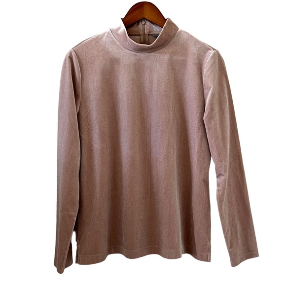 Land's End Mock Turtleneck Long Sleeve Velour/Velvet Shirt Size M - Picture 1 of 15